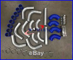 2 51 mm Aluminum Universal Intercooler Turbo Piping + blue hose+ T-Clamp kits