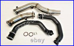 Aluminum Charge Pipe Kit+Turbo Catless Downpipe For BMW M4 M3 M2 F87 F80 F82 S55