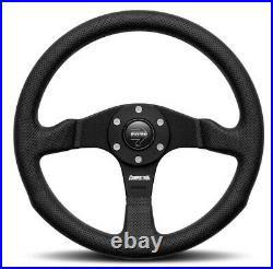 Genuine Momo Competition 350mm black leather steering wheel. Race Track Rally