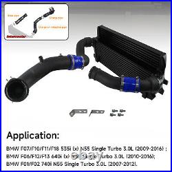 Intercooler with Charge Pipe Kit + Boost Pipe For BMW 535i 640i 740i N55 Blue