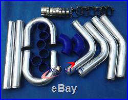 NEW Aluminum Universal Intercooler Turbo Piping blue hose T-Clamp kits 2 51mm