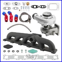 T3T4 T04E Oil Cooled Turbo+Oil Line+Manifold Kit For Nissan Patrol Safari Y60