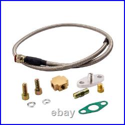 Universal T04E T3 flange A/R. 63 Turbocharger with Fuel Oil Feed Drain Line Kit