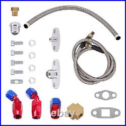 Universal Turbo T3 Flange with Oil Return Feed Hose Line for 1.5 2.0 2.5 3.0L 3.5L