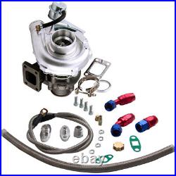 Universal Turbo T3 Flange with Oil Return Feed Hose Line for 2.0 2.5 3.0L 3.5L