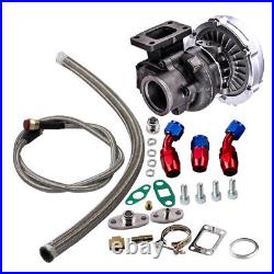 Universal Turbo T3/T4 Flange with Oil Return Feed Hose Line for 2.0 2.5 3.0L 3.5L