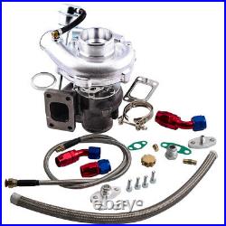Universal Turbo T3/T4 Flange with Oil Return Feed Hose Line for 2.0 2.5 3.0L 3.5L